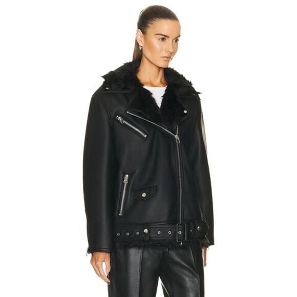 STAND STUDIO Carrie Faux Shearling Biker Jacket EU36/US4 - Picture 3 of 9